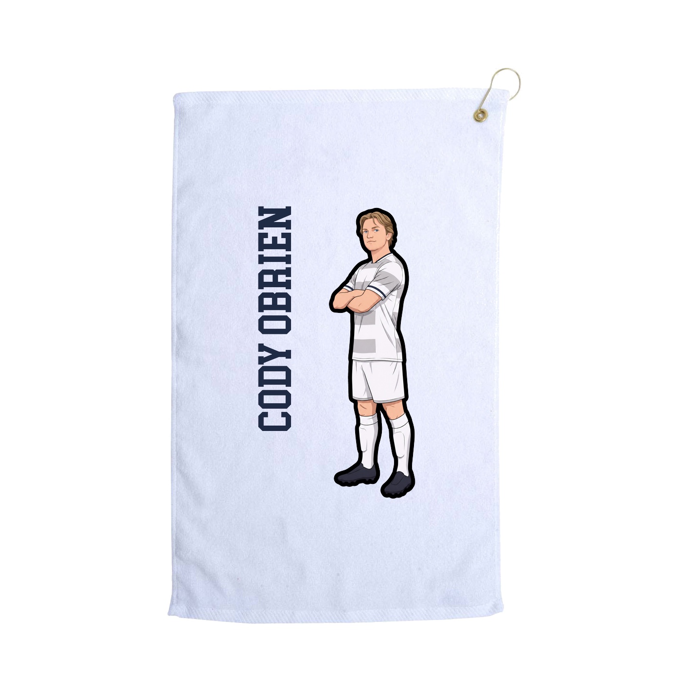Golf Towel — Name Vertical in White