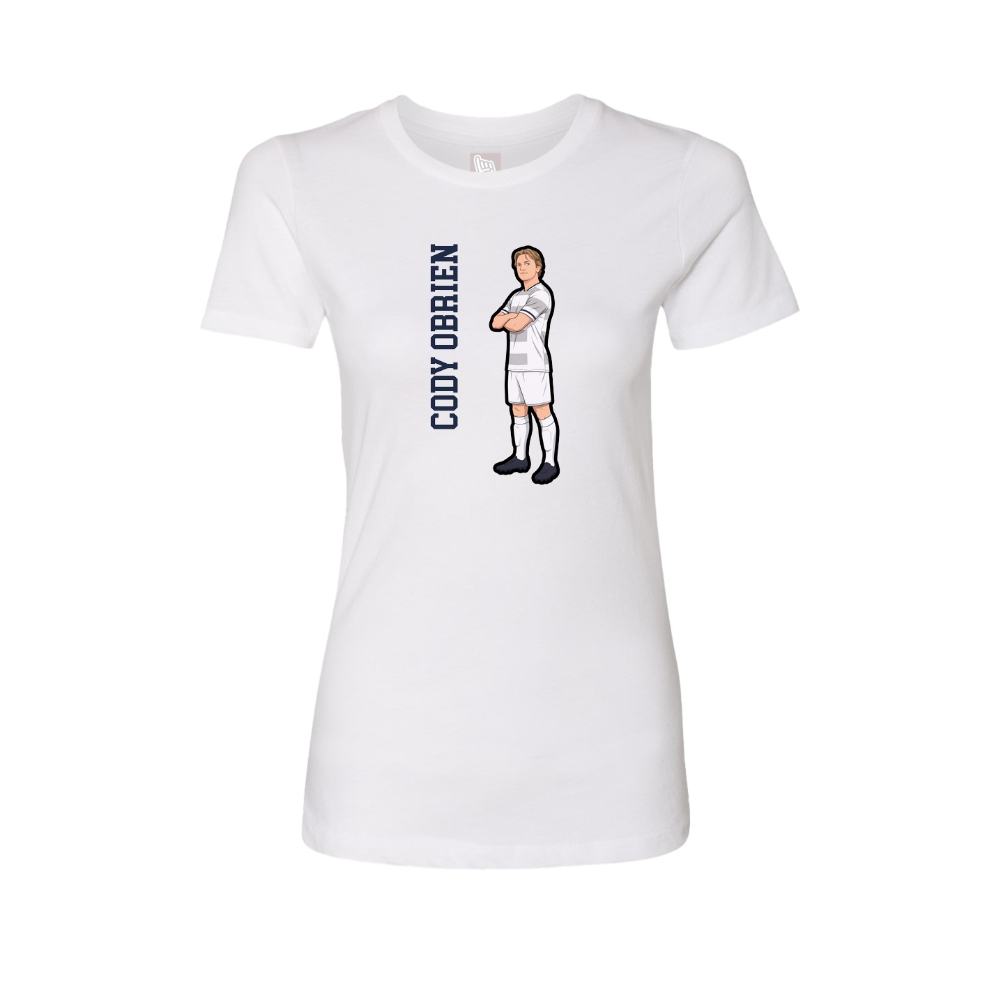 Fitted Women's Tee — Name Vertical in White