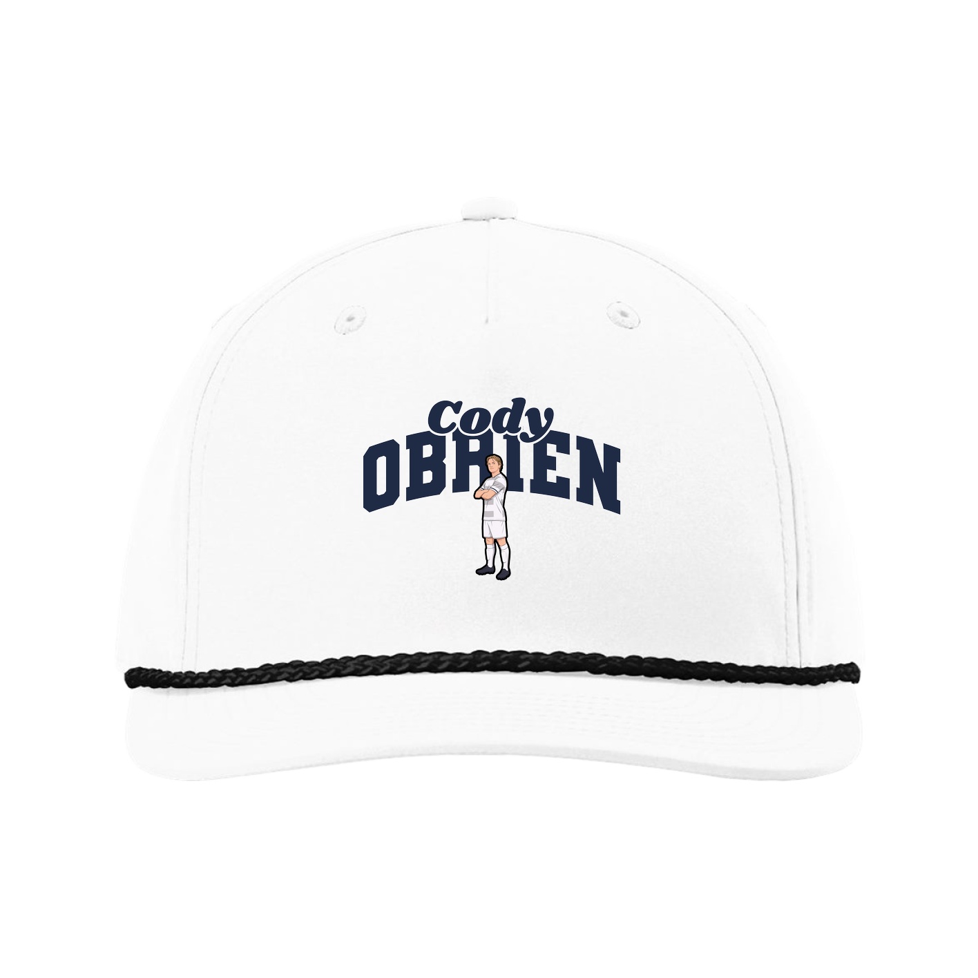 Five-Panel Classic Rope Cap — Signature Arch in White