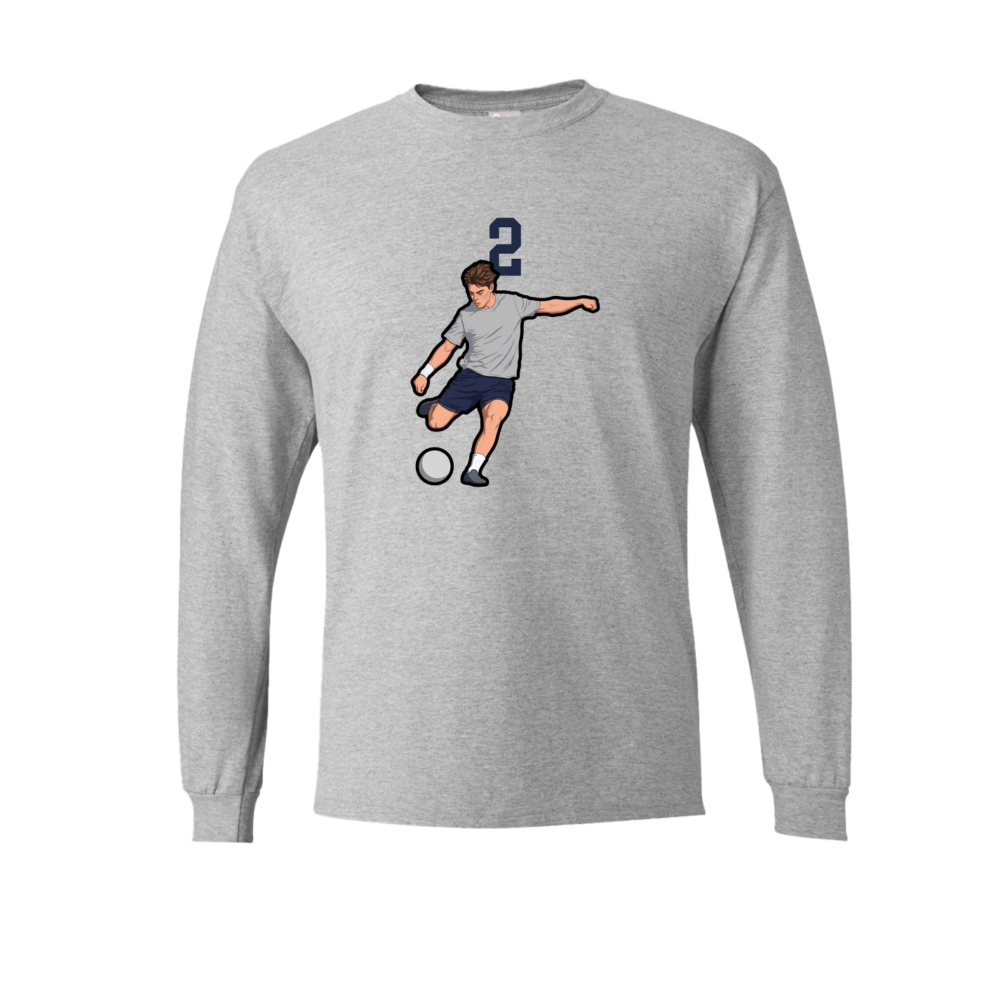 Long Sleeve Tee — Number Top in Grey