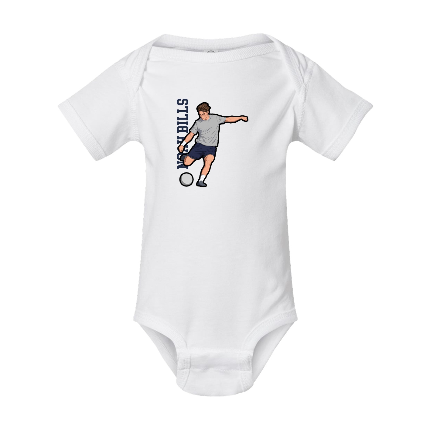 Baby Onesie — Name Vertical in White