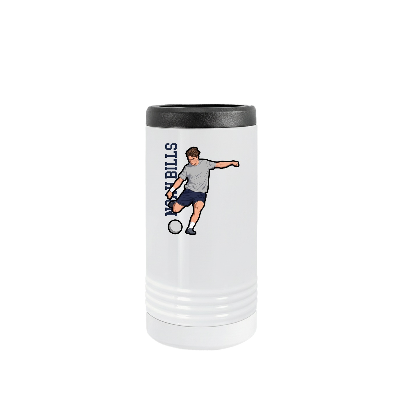 Slim Beverage Holder — Name Vertical in White