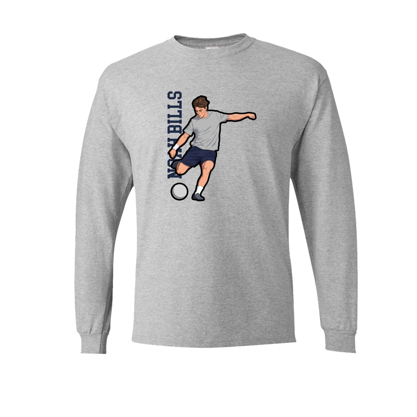 Long Sleeve Tee — Name Vertical in Grey