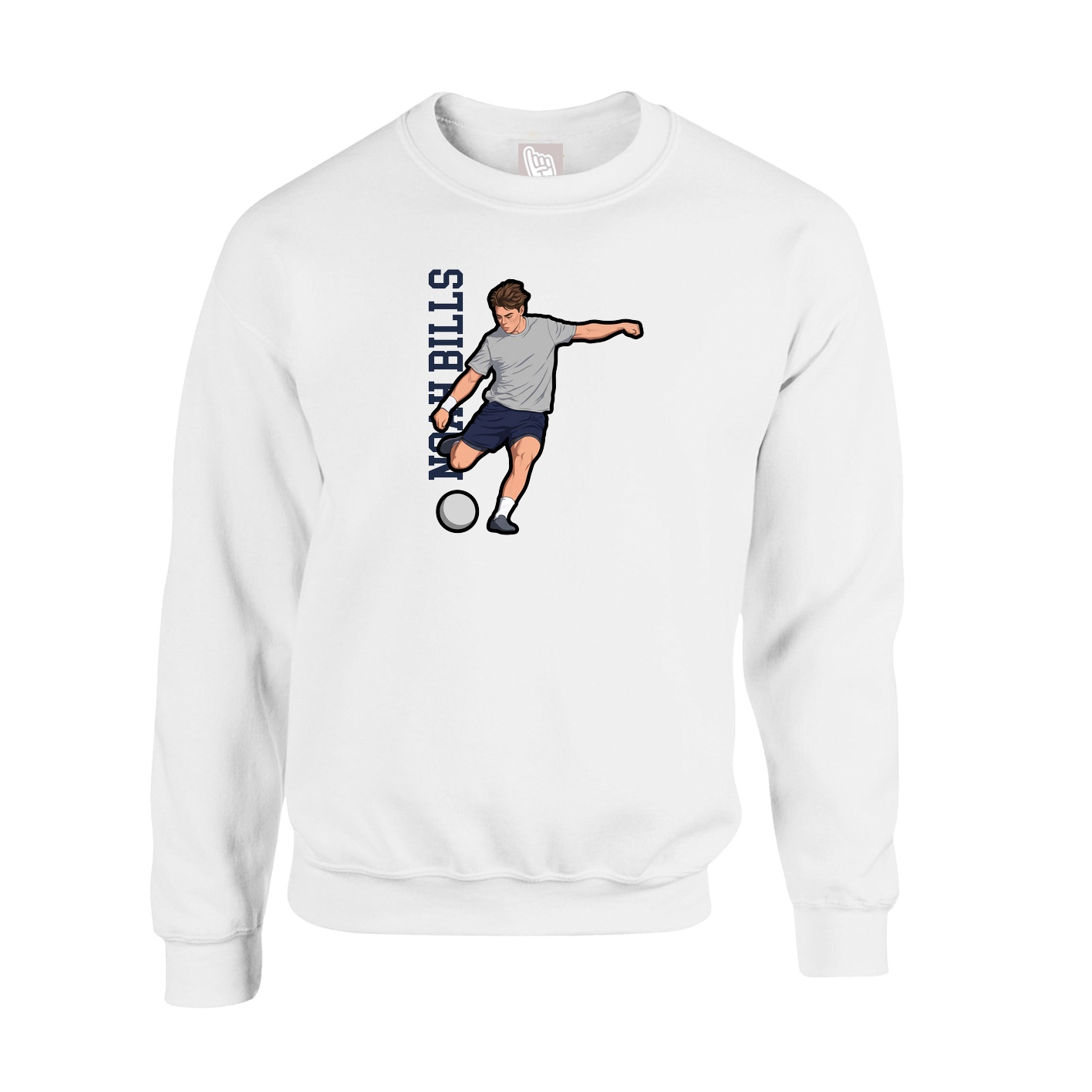 Fleece Crew — Name Vertical in White