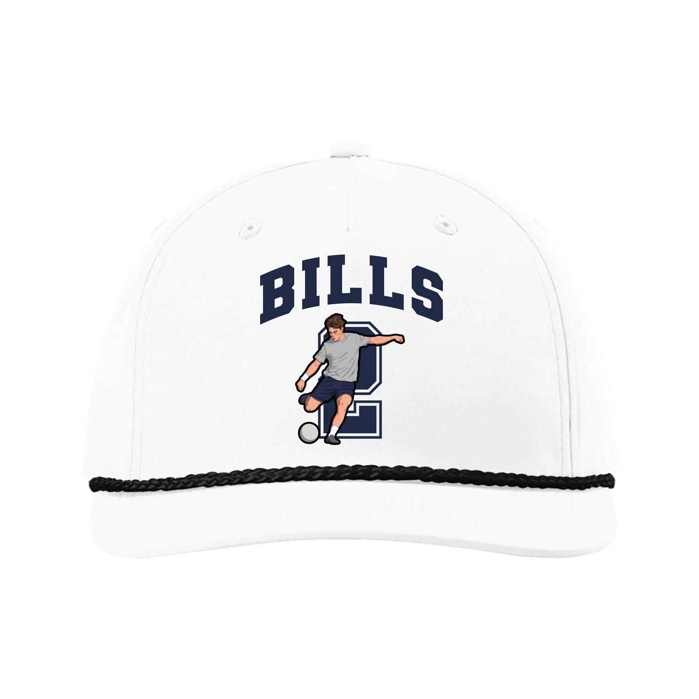 Five-Panel Classic Rope Cap — Number in White