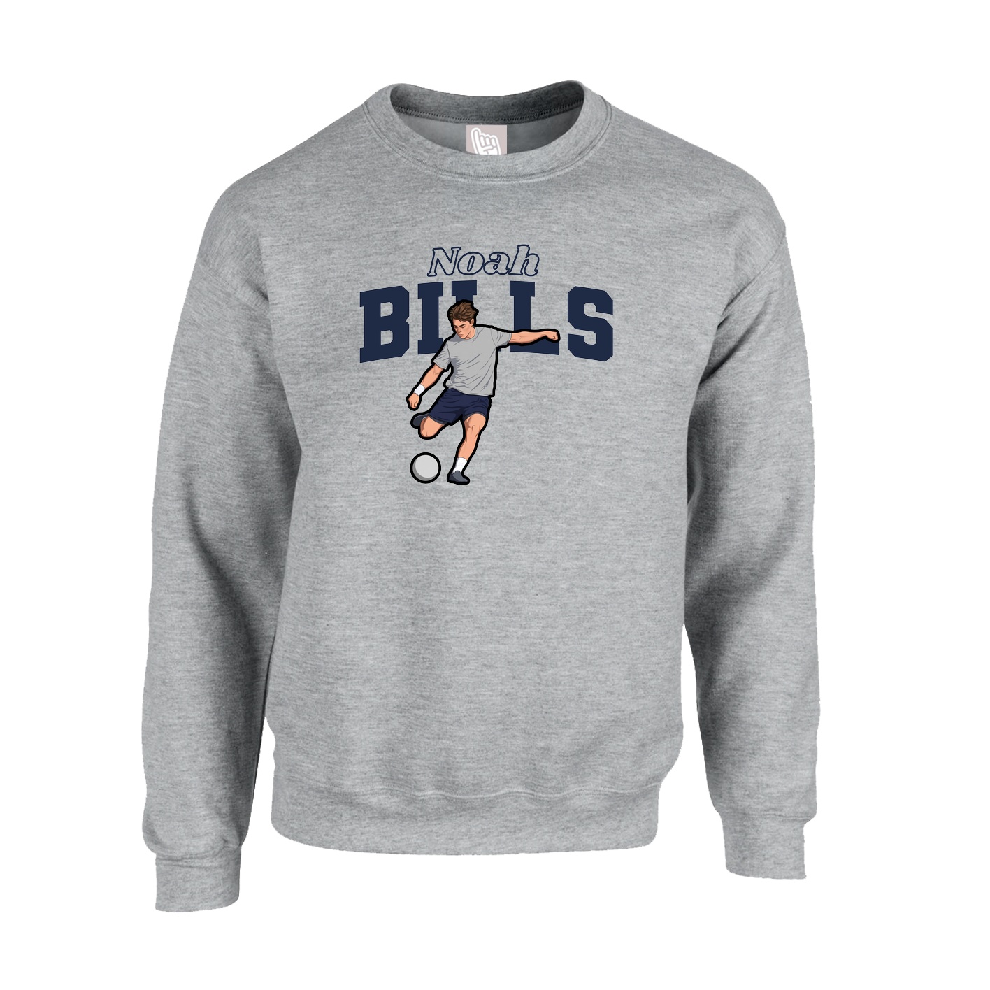 Fleece Crew — Name Arch in Grey