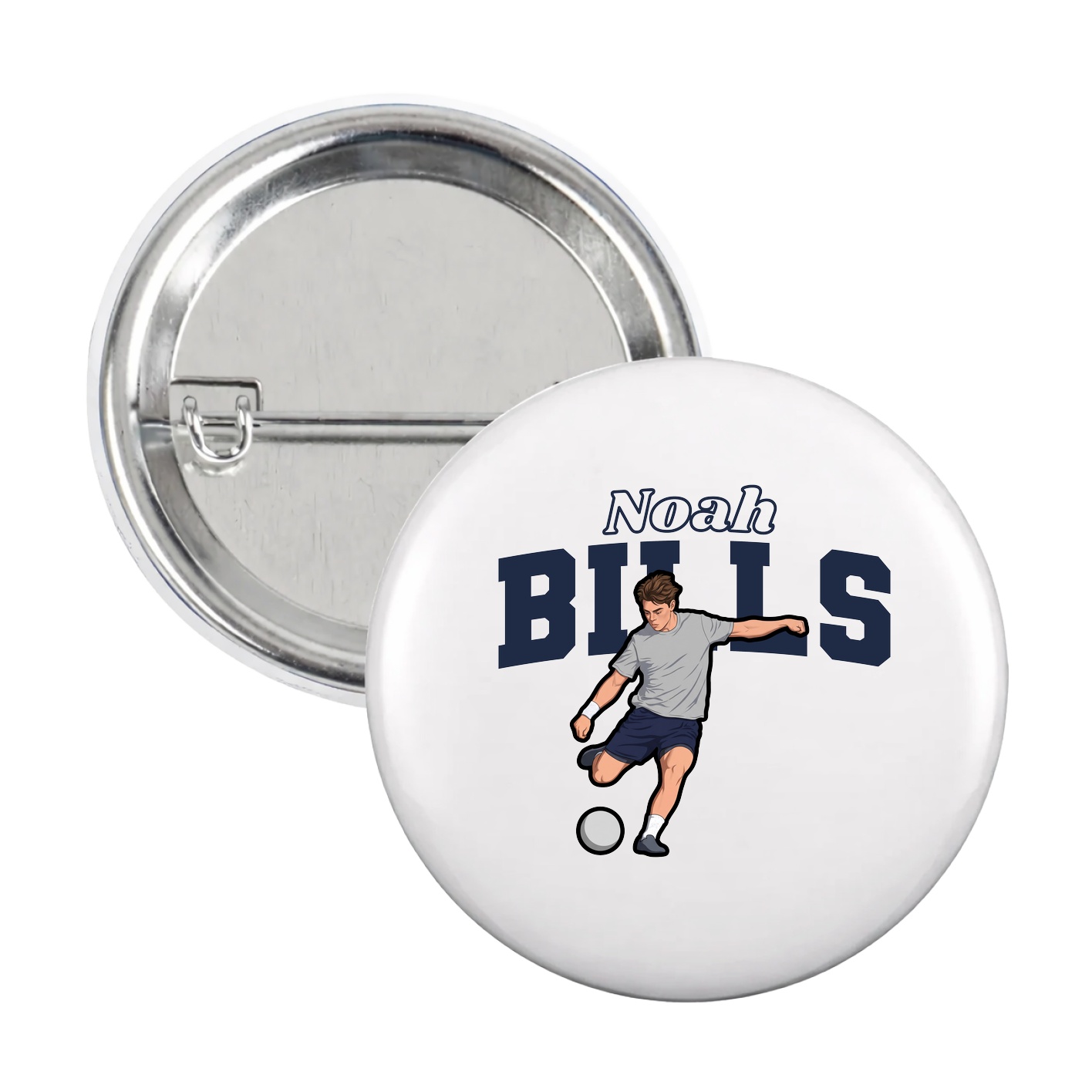 Game Day Button — Name Arch in White