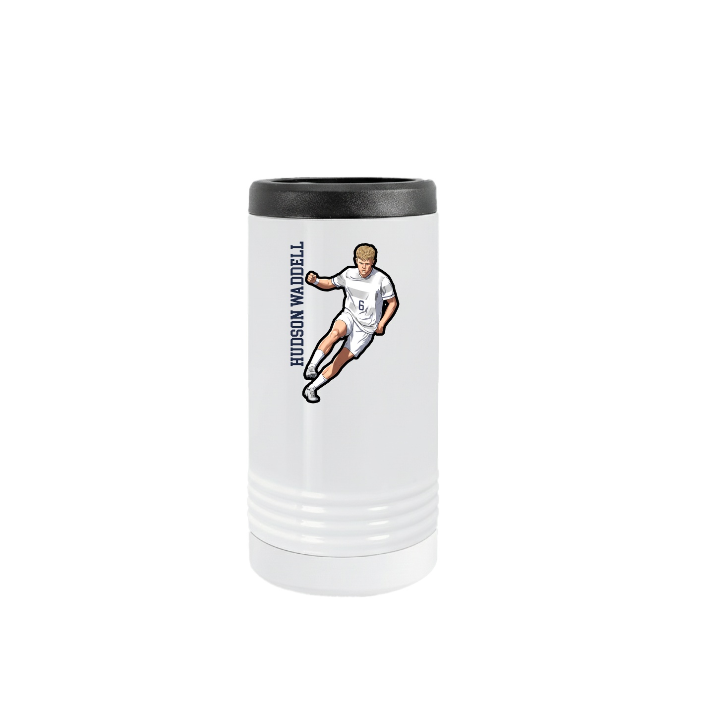 Slim Beverage Holder — Name Vertical in White