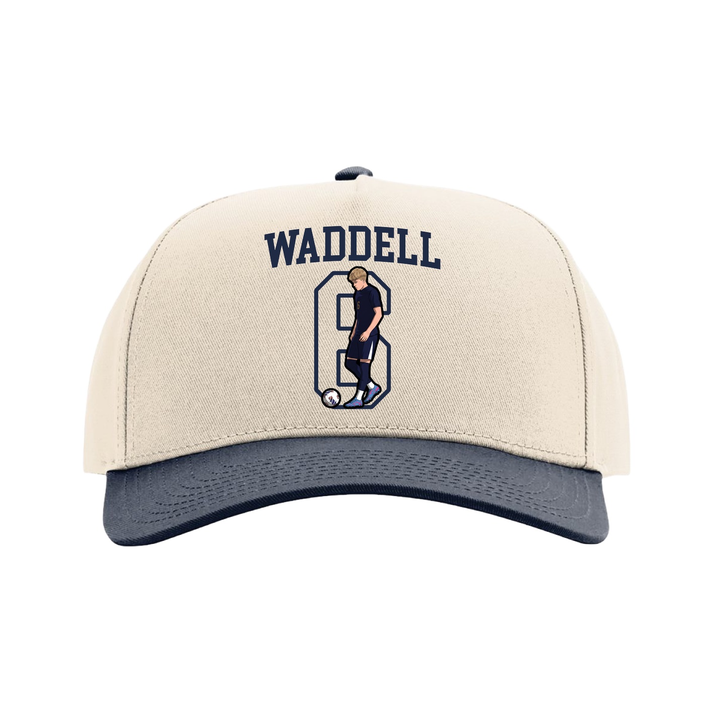 Full Fabric Five-Panel Champ Cap — Shirsey in Cream/Navy