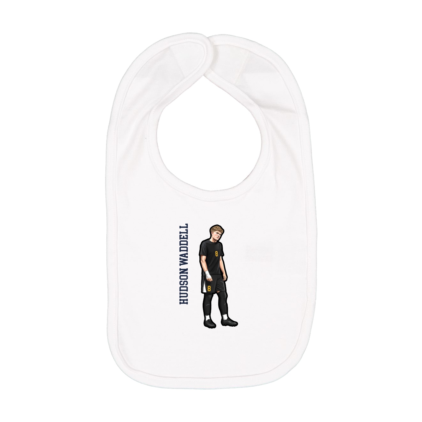 Infant Bib — Name Vertical in White
