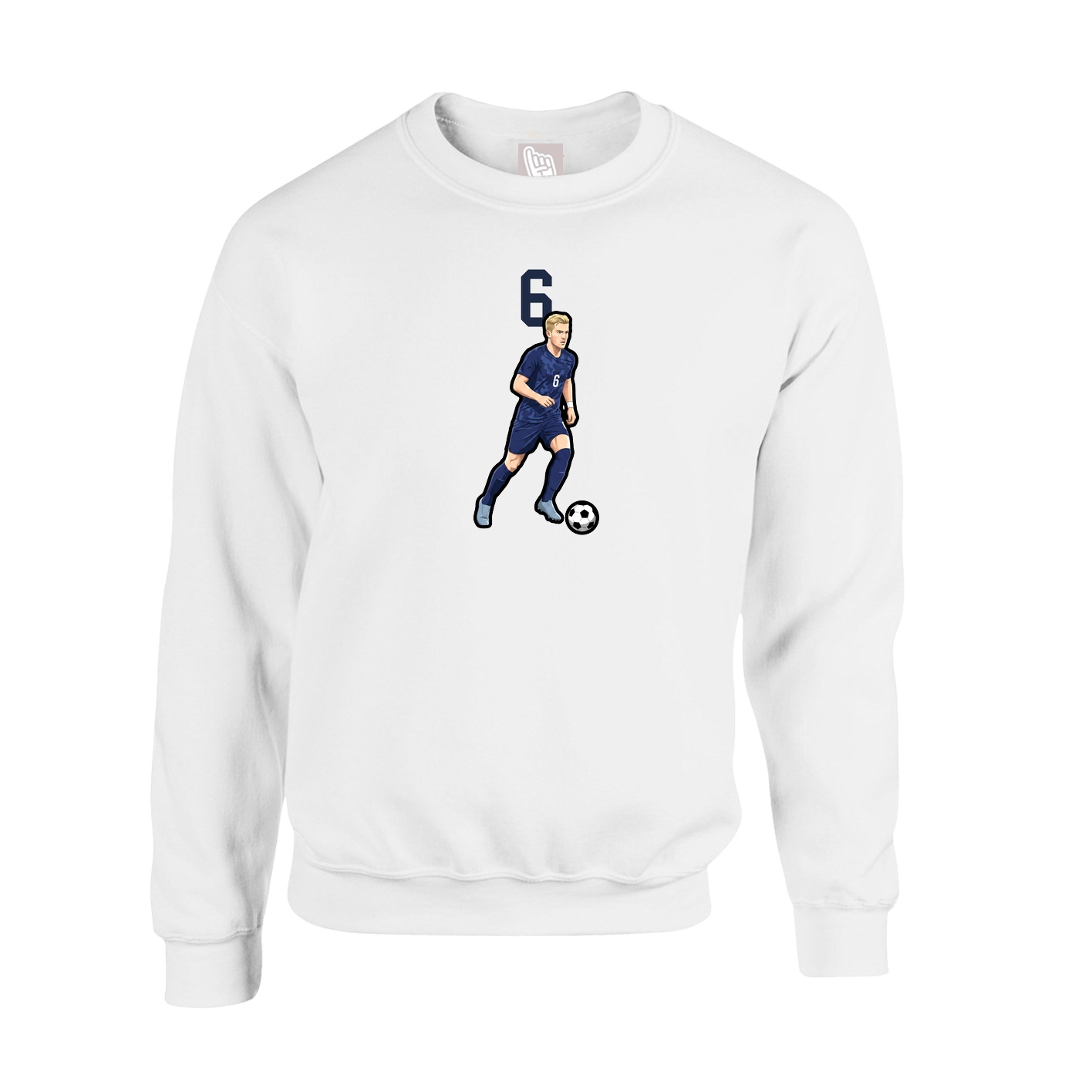 Fleece Crew — Number Top in White