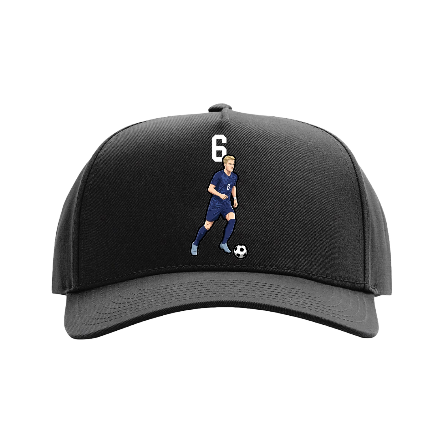 Full Fabric Five-Panel Champ Cap — Number Top in Black