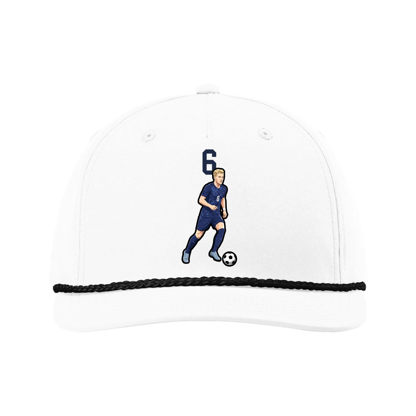 Five-Panel Classic Rope Cap — Number Top in White