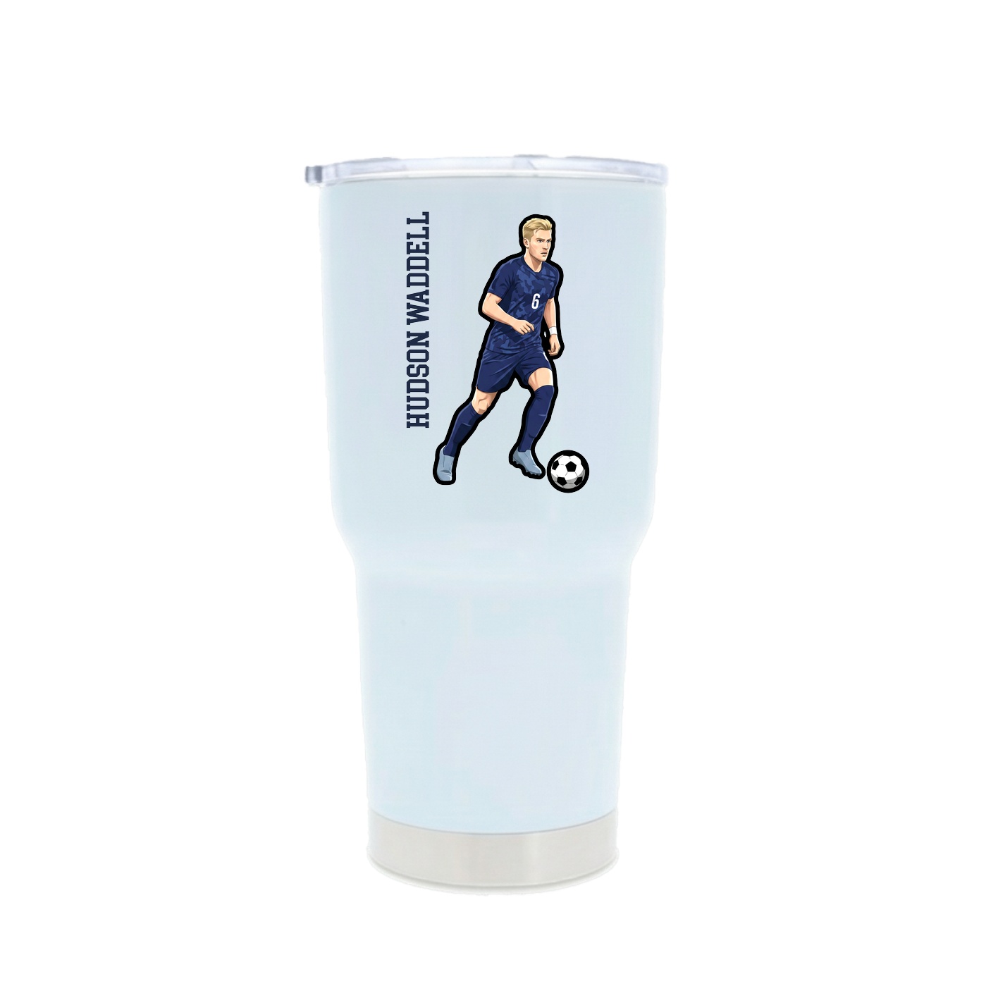 30oz Stainless Steel Tumbler — Name Vertical in White