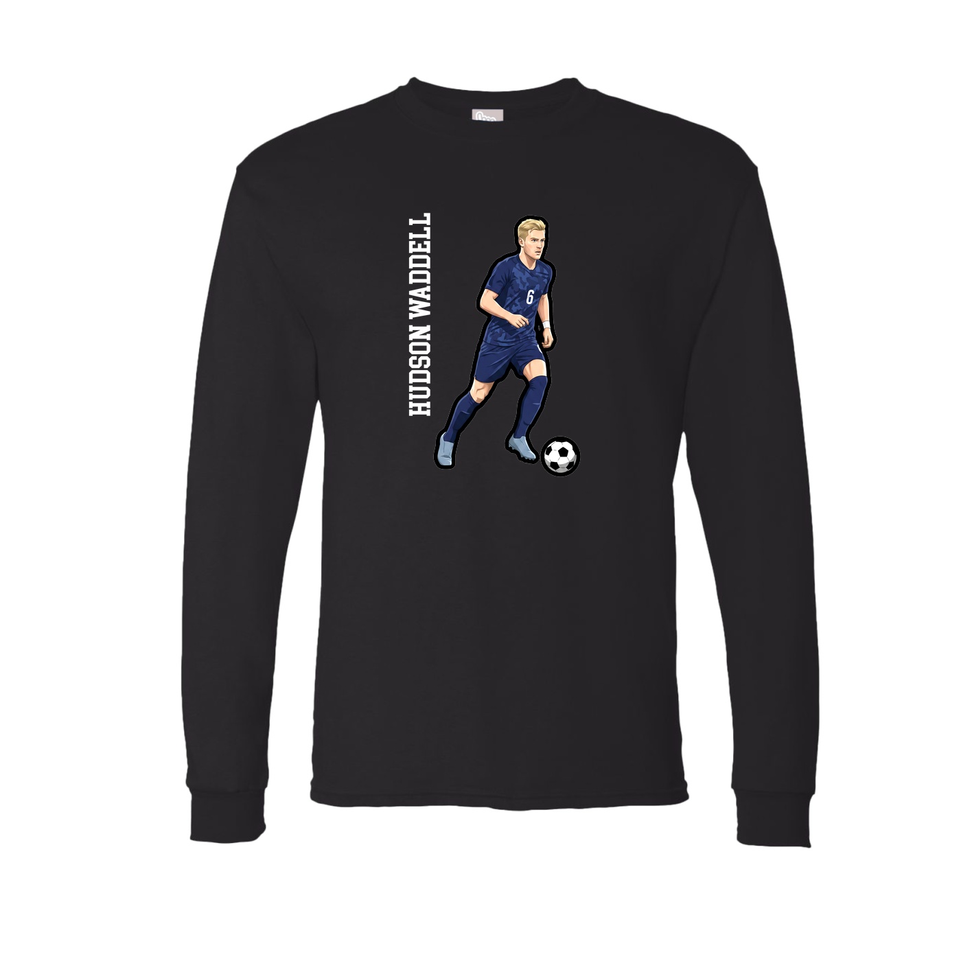 Long Sleeve Tee — Name Vertical in Black