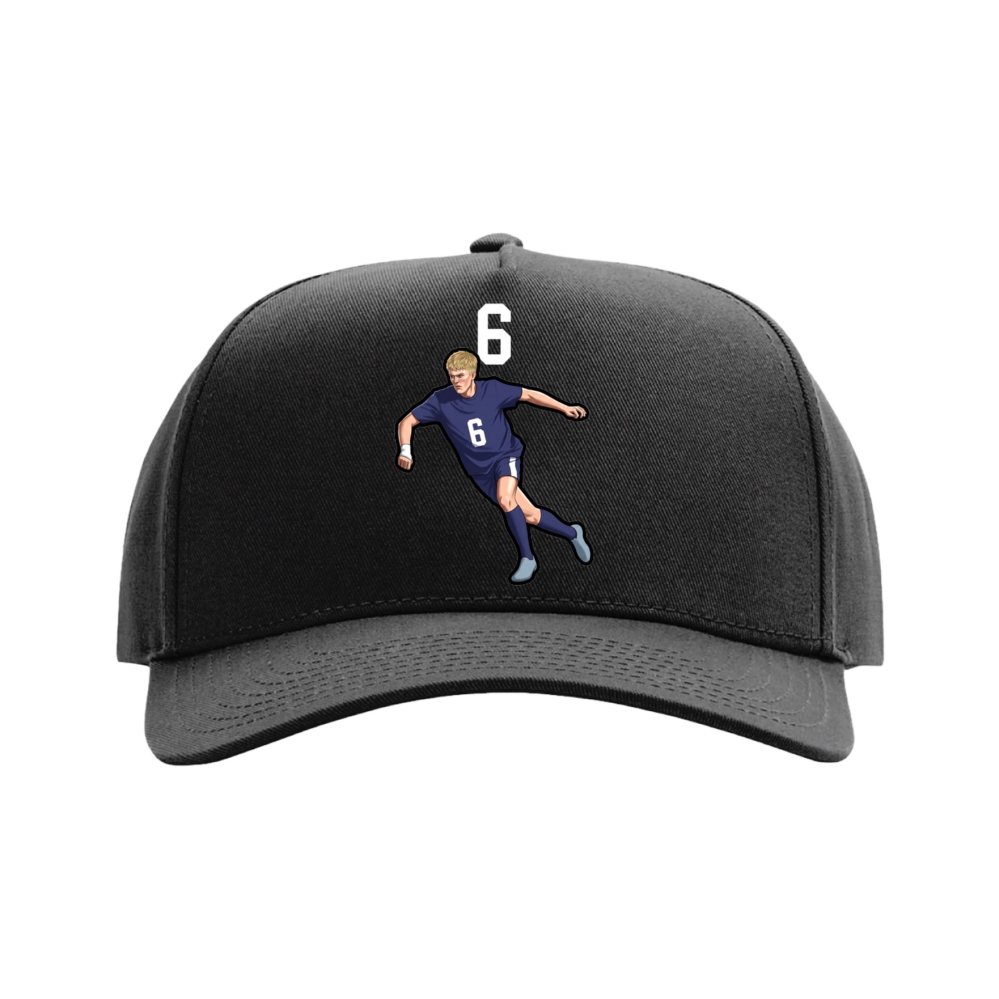 Full Fabric Five-Panel Champ Cap — Number Top in Black