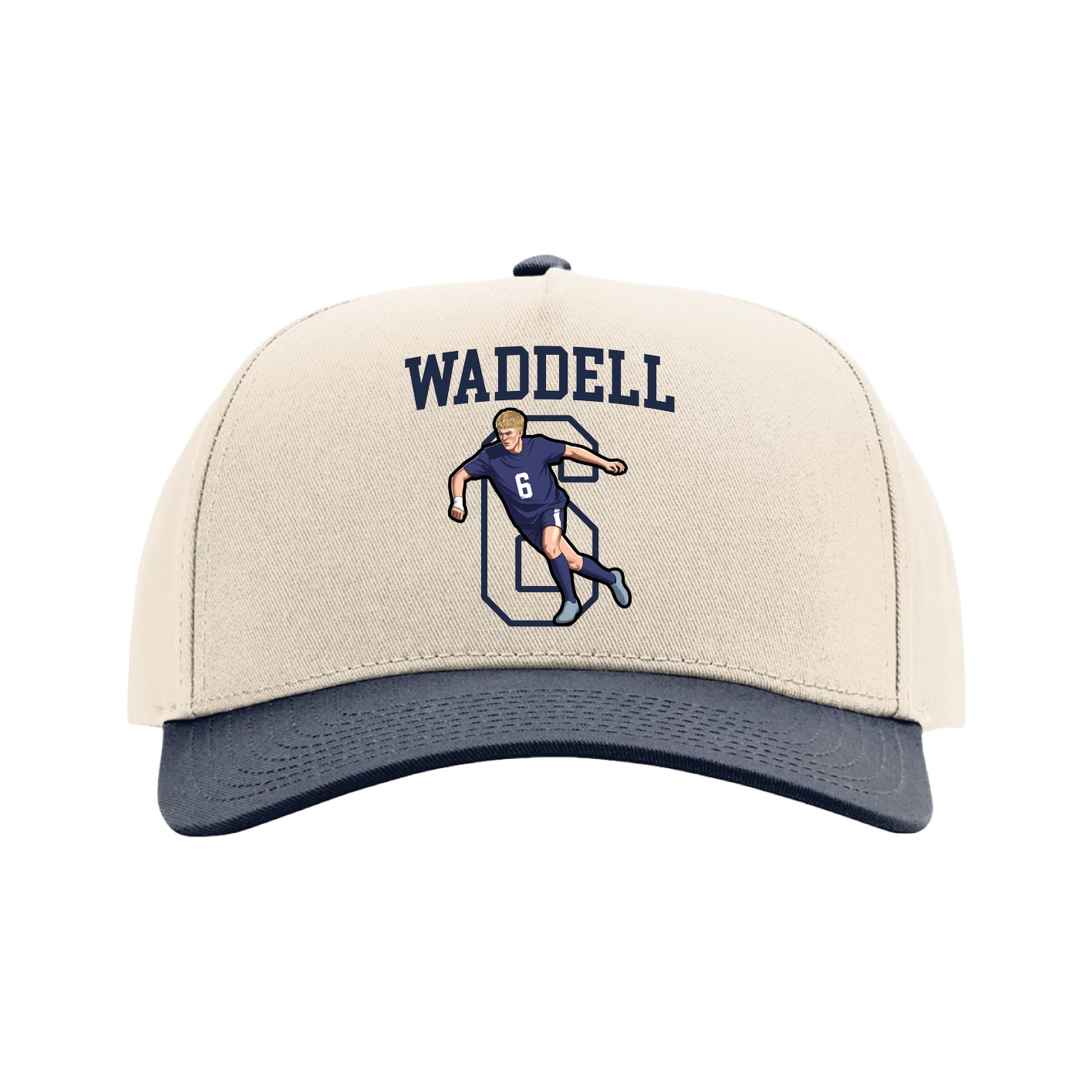 Full Fabric Five-Panel Champ Cap — Shirsey in Cream/Navy