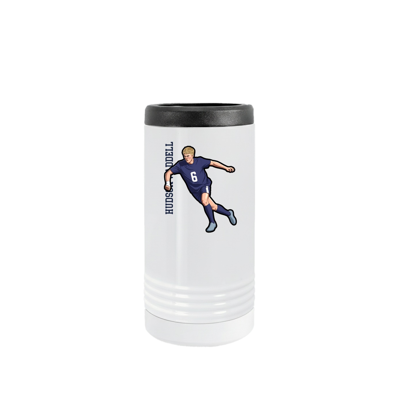 Slim Beverage Holder — Name Vertical in White