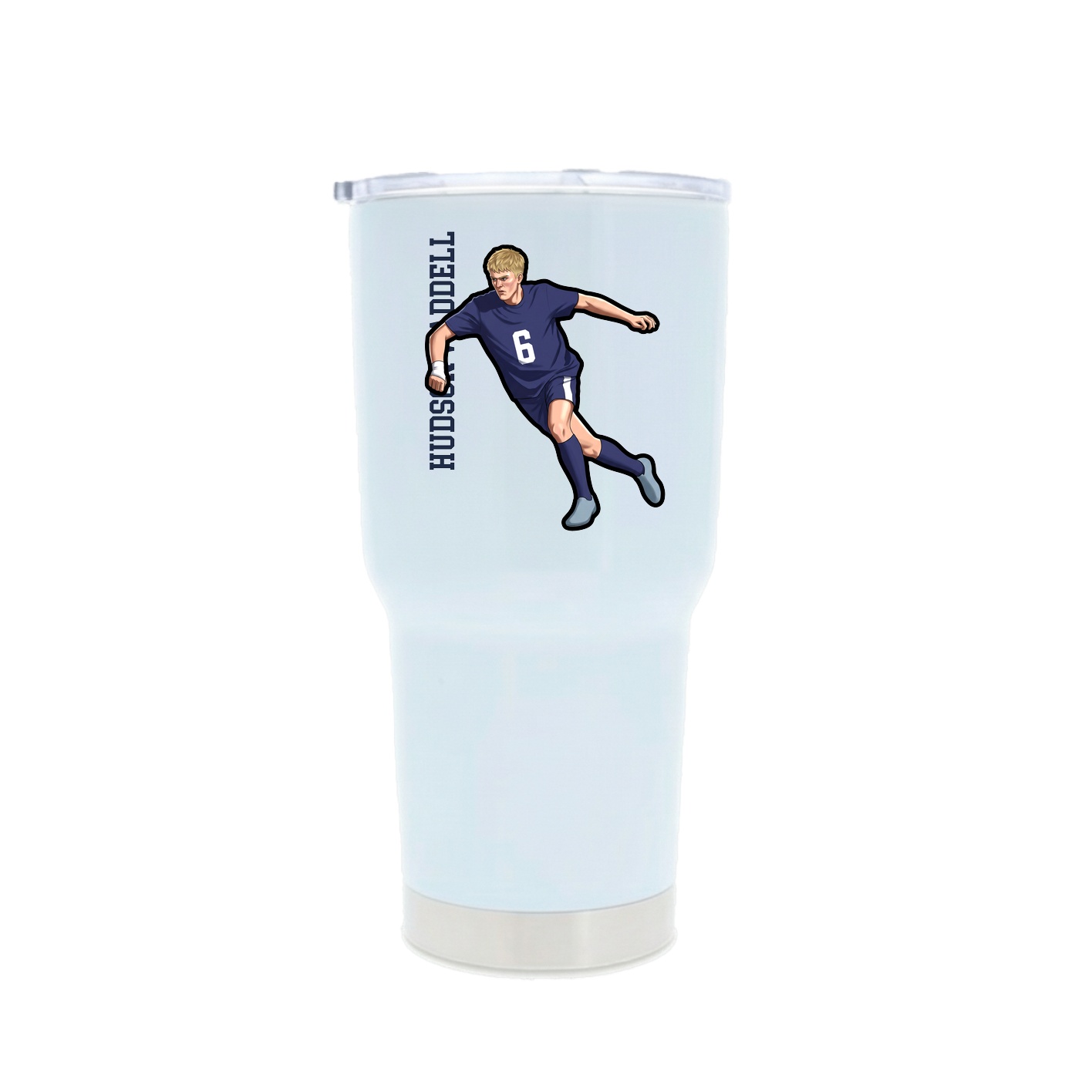 30oz Stainless Steel Tumbler — Name Vertical in White