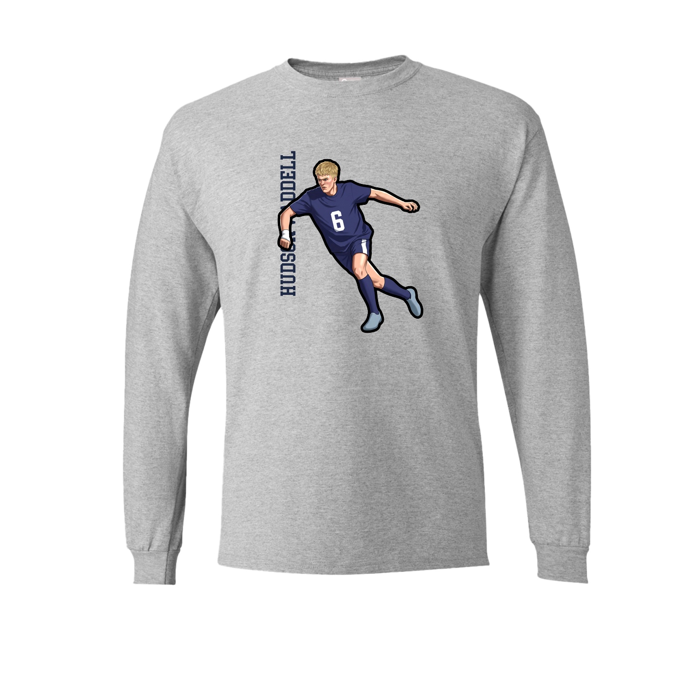Long Sleeve Tee — Name Vertical in Grey