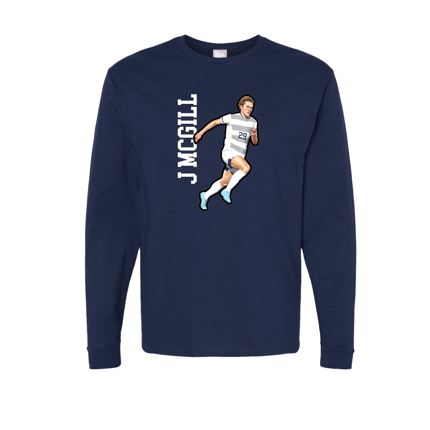Long Sleeve Tee — Name Vertical in Navy