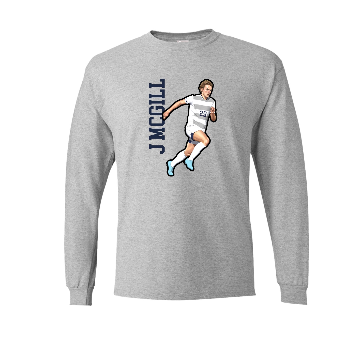 Long Sleeve Tee — Name Vertical in Grey