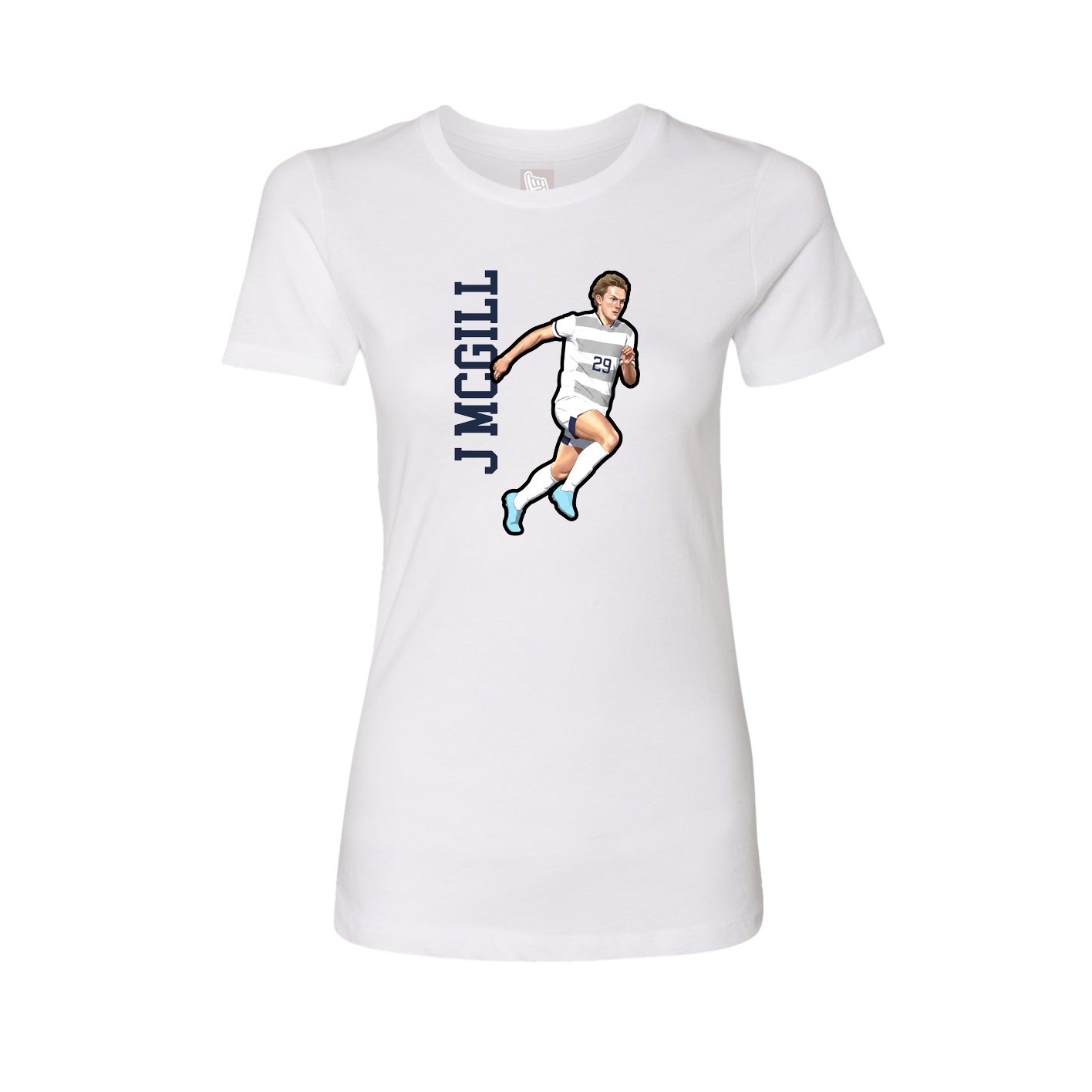 Womens Tee — Name Vertical in White