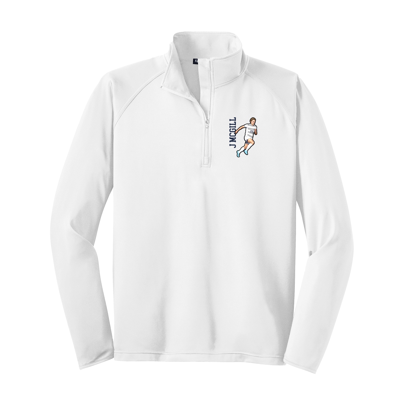 Q-Zip Pullover — Name Vertical in White