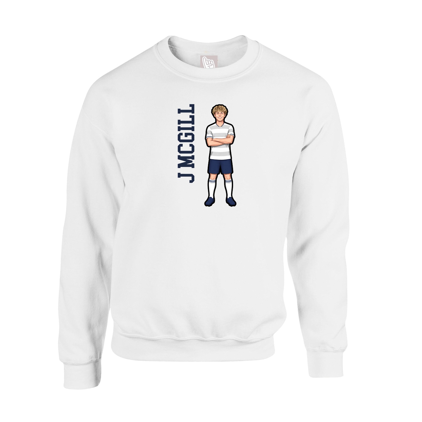 Fleece Crew — Name Vertical in White