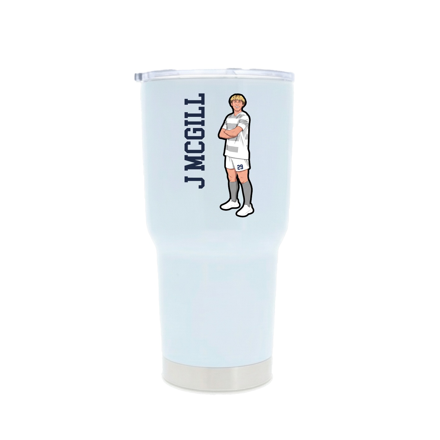 30oz Stainless Steel Tumbler — Name Vertical in White