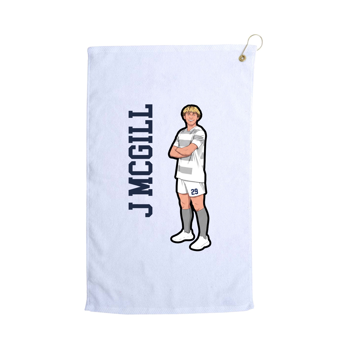 Golf Towel — Name Vertical in White