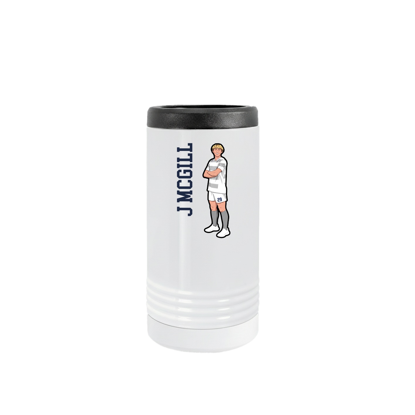 Slim Beverage Holder — Name Vertical in White