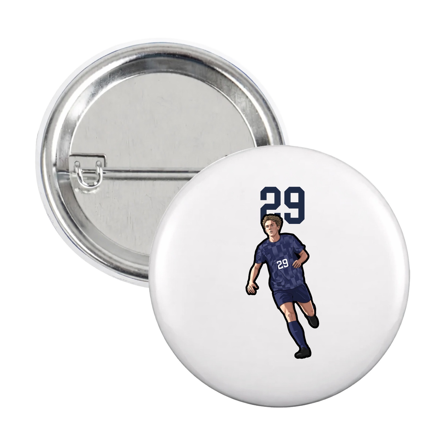 Game Day Button — Number Top in White