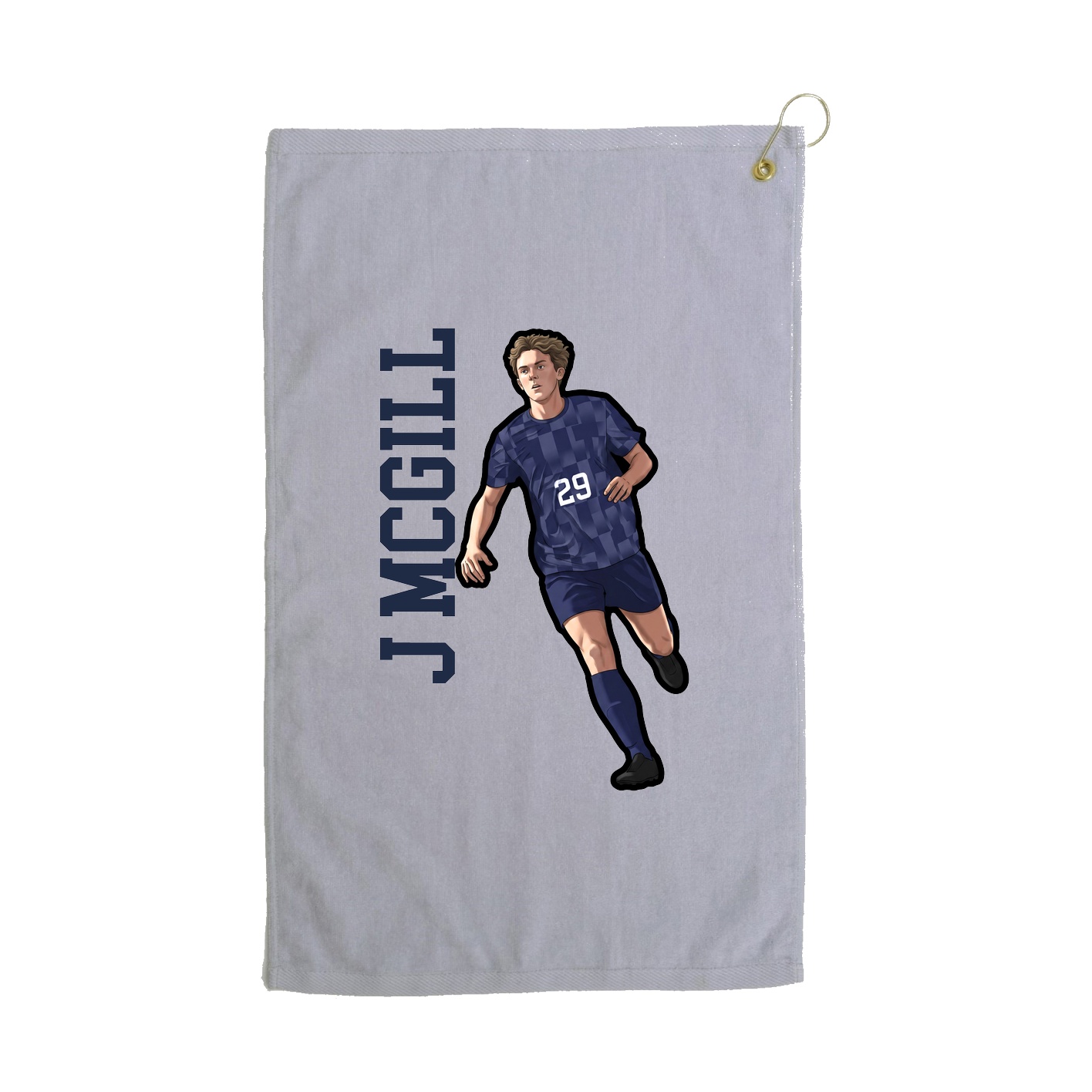Golf Towel — Name Vertical in Grey