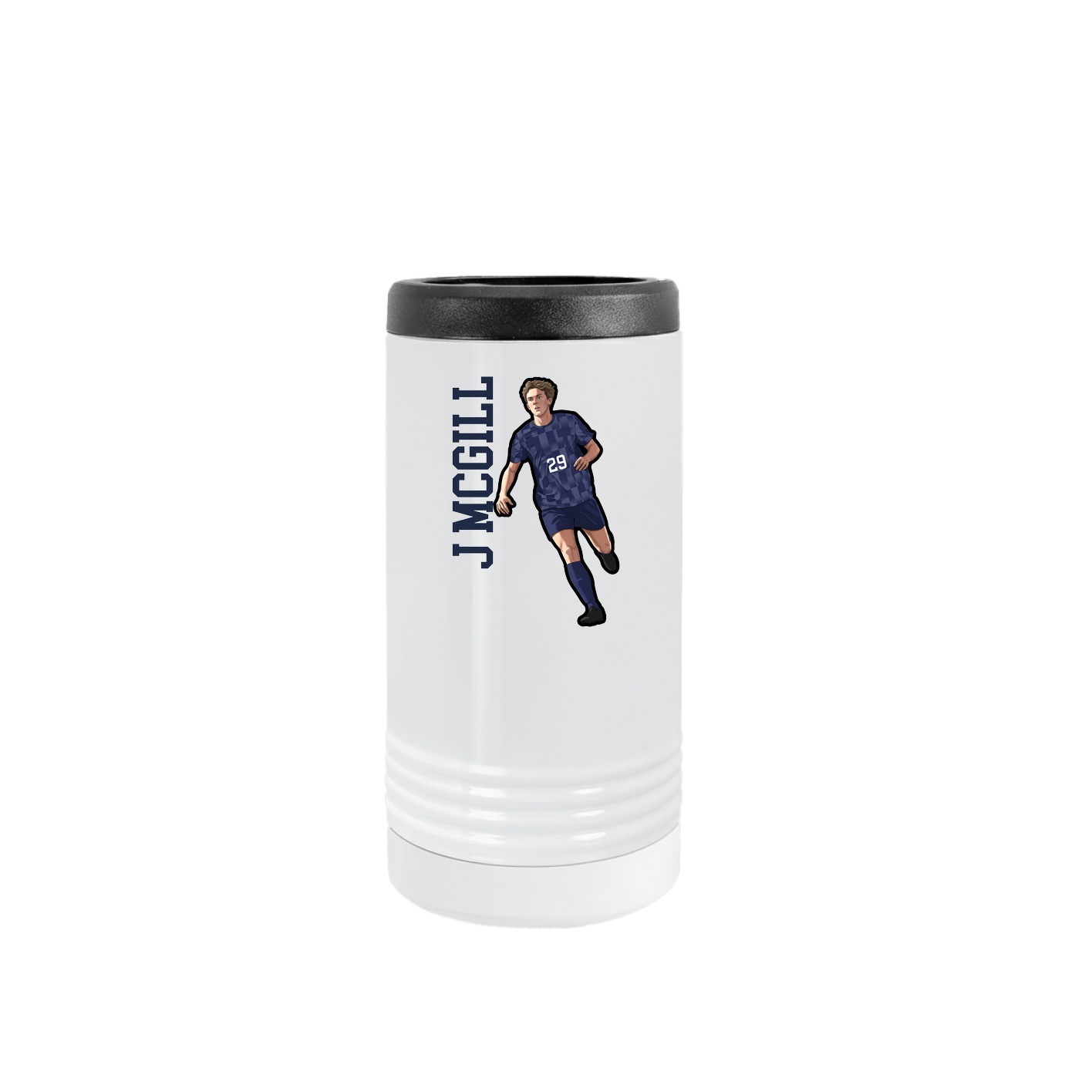Slim Beverage Holder — Name Vertical in White