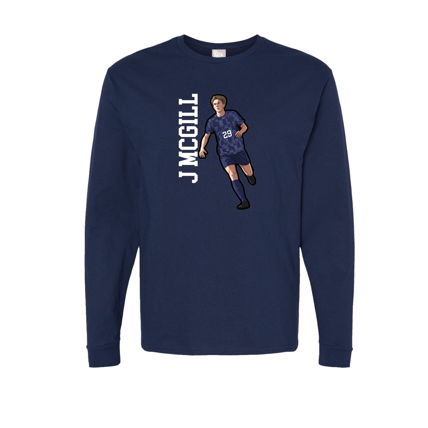 Long Sleeve Tee — Name Vertical in Navy