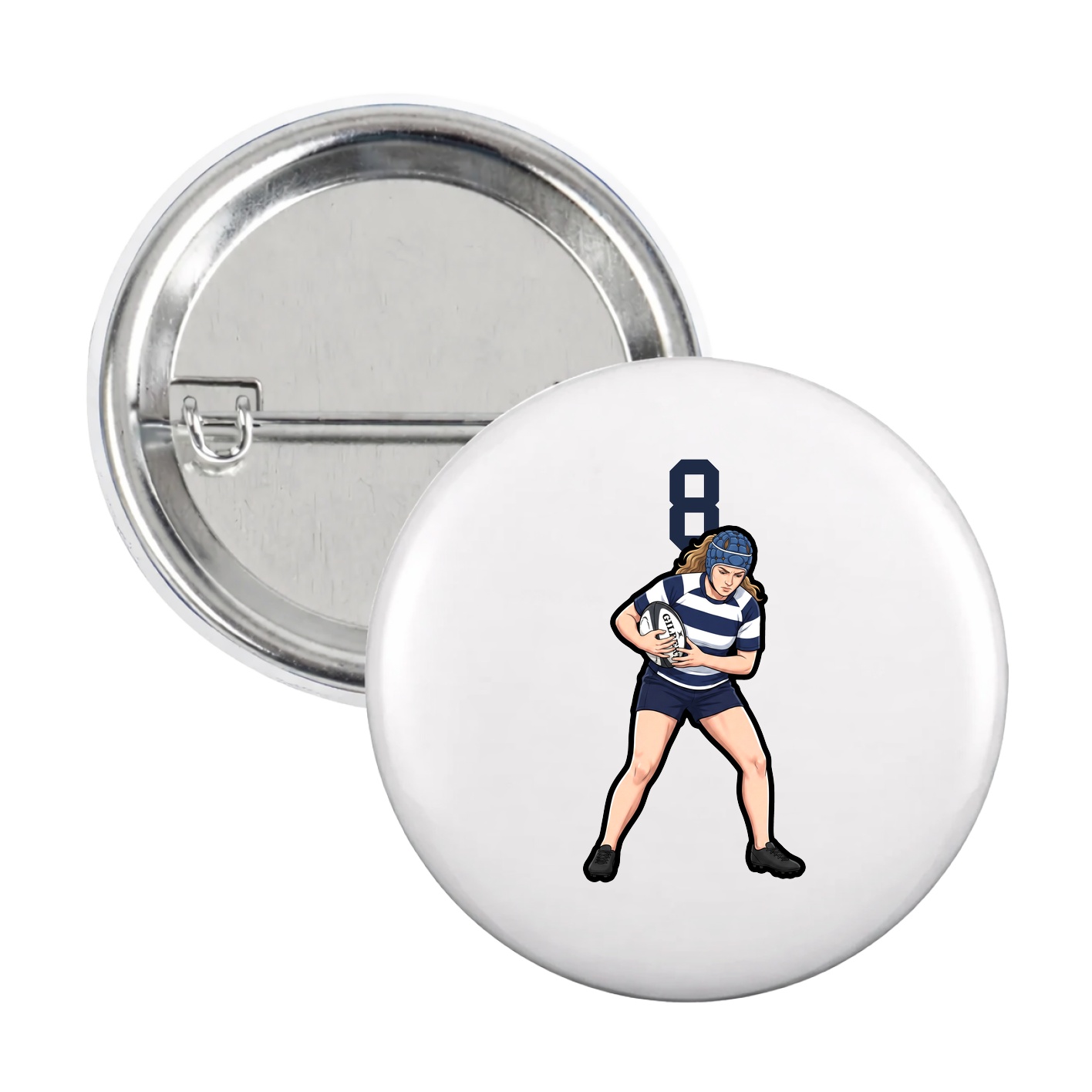 Game Day Button — Number Top in White