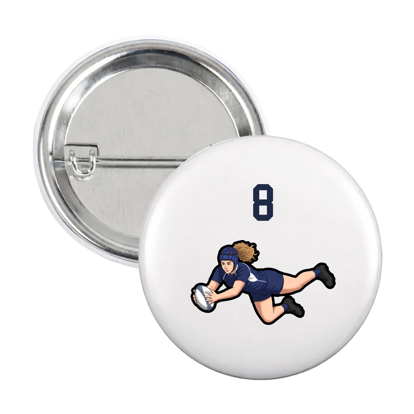 Game Day Button — Number Top in White