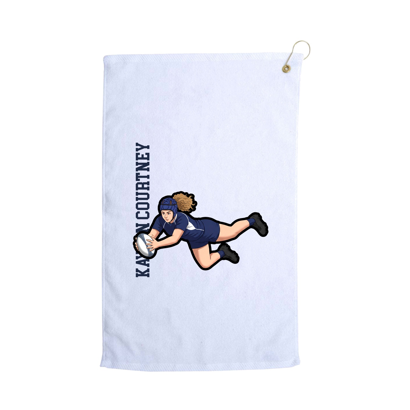 Golf Towel — Name Vertical in White