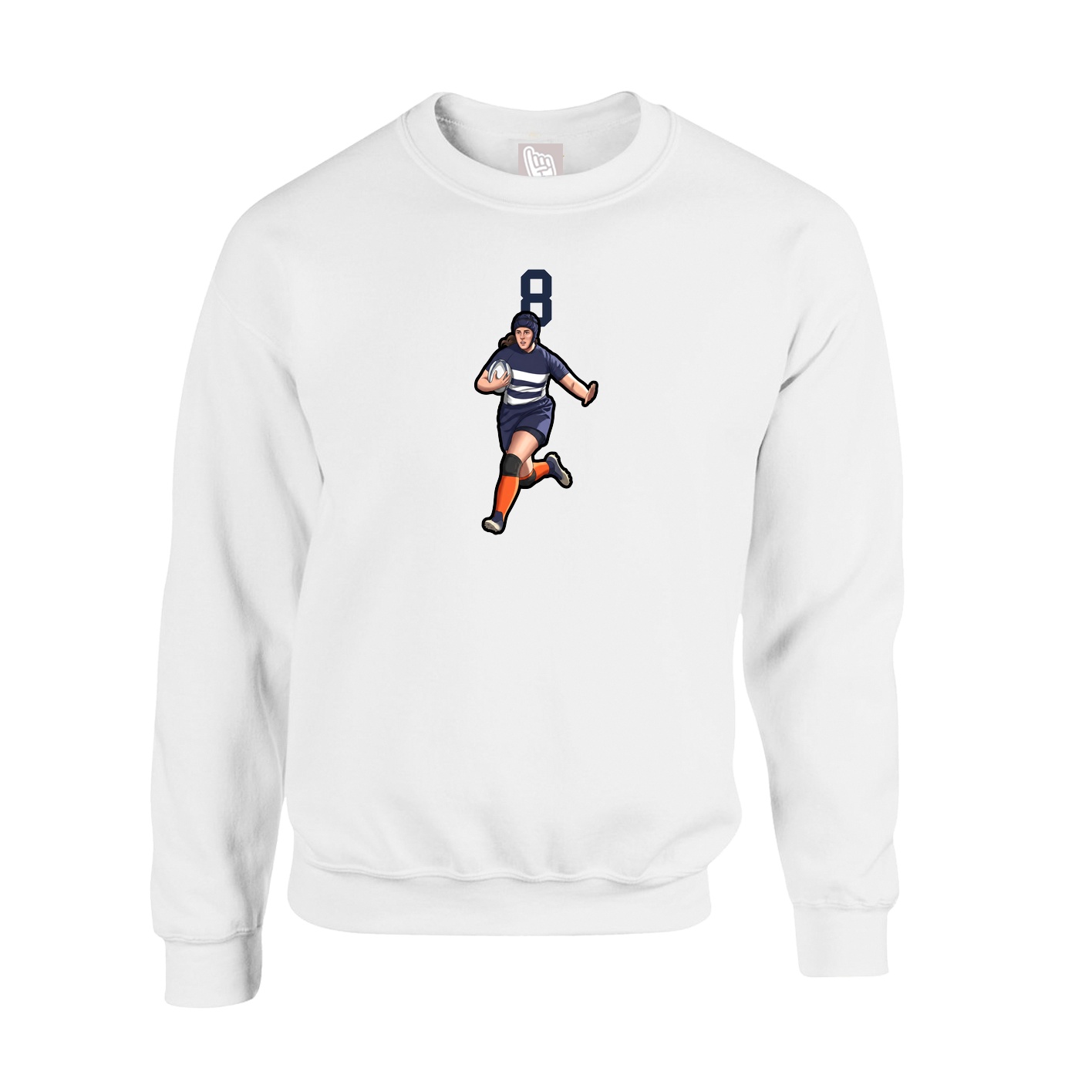 Fleece Crew — Number Top in White