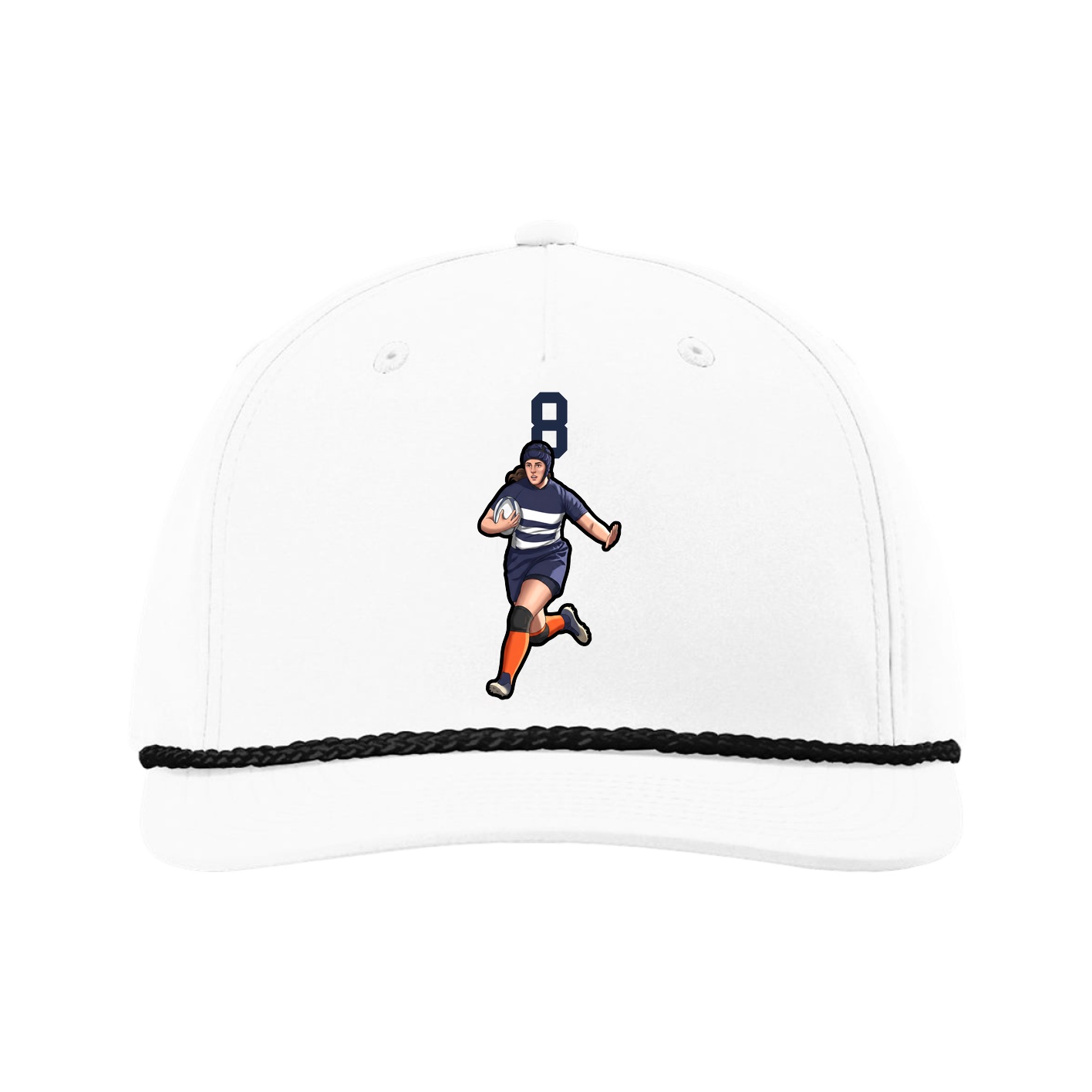 Five-Panel Classic Rope Cap — Number Top in White