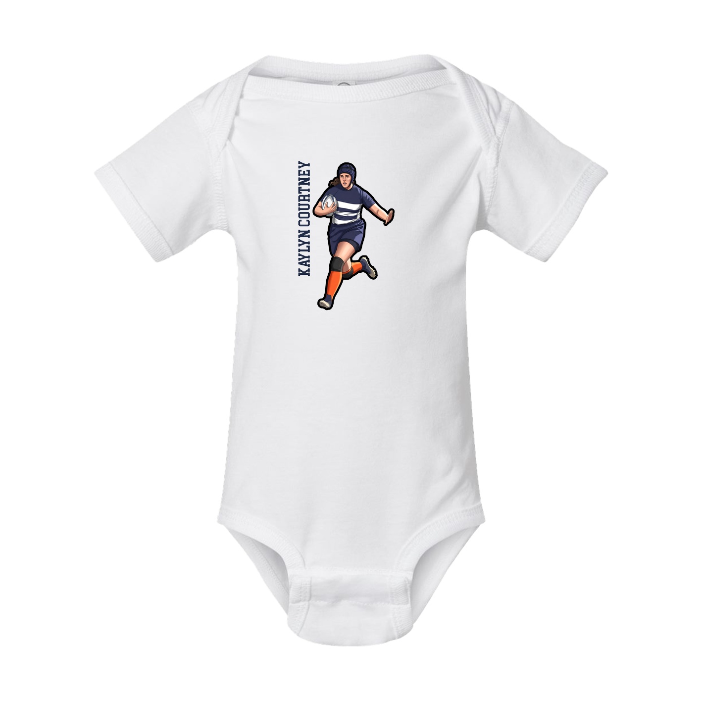 Baby Onesie — Name Vertical in White