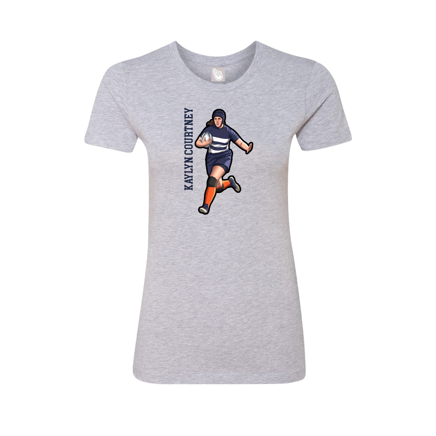 Womens Tee — Name Vertical in Grey