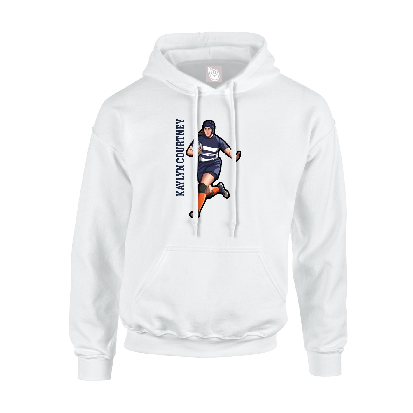 Hoodie — Name Vertical in White