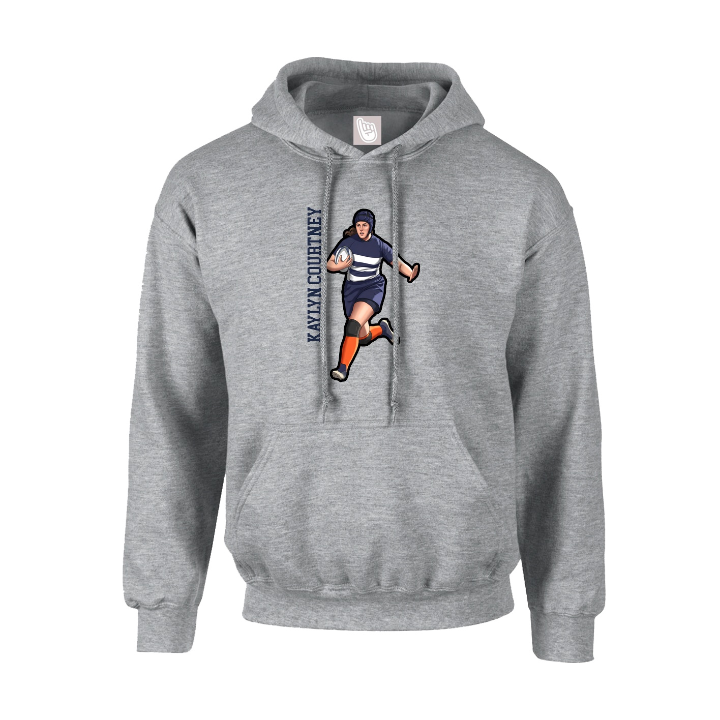 Youth Hoodie — Name Vertical in Grey