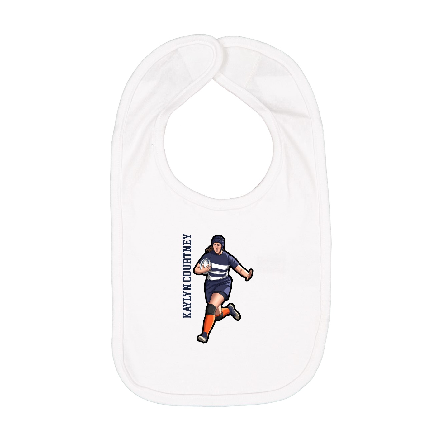 Infant Bib — Name Vertical in White