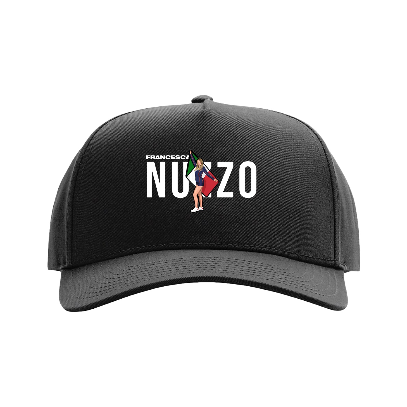Full Fabric Five-Panel Champ Cap — Player Name in Black