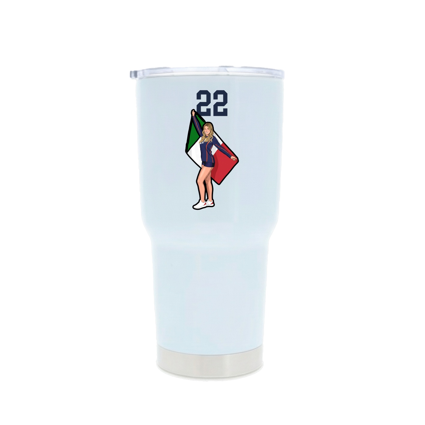 30oz Stainless Steel Tumbler — Number Top in White