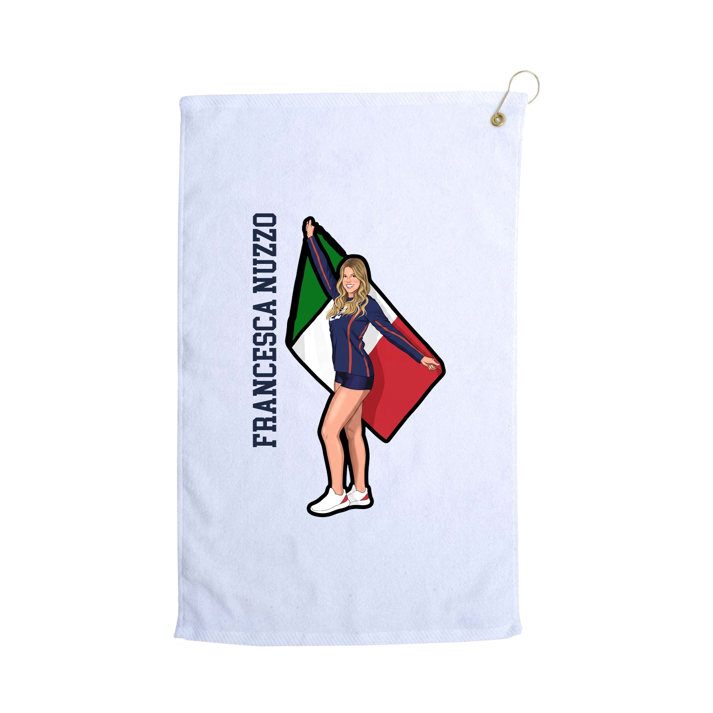 Golf Towel — Name Vertical in White