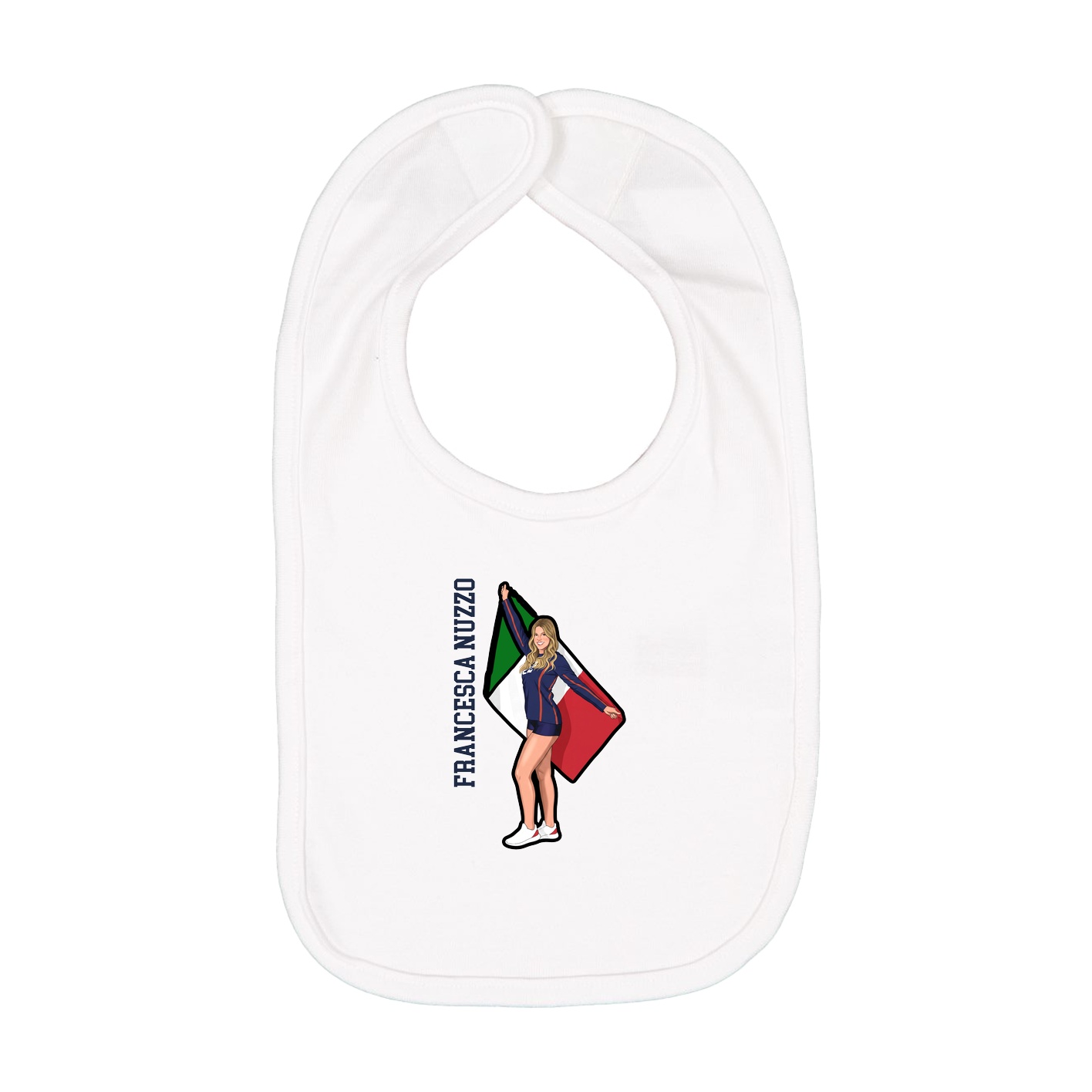 Infant Bib — Name Vertical in White